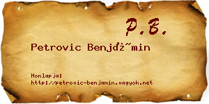 Petrovic Benjámin névjegykártya